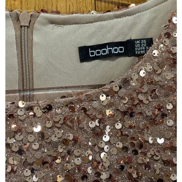 Boohoo Rose Gold Sequin Dress - Women's 22 - Picture 5 of 6
